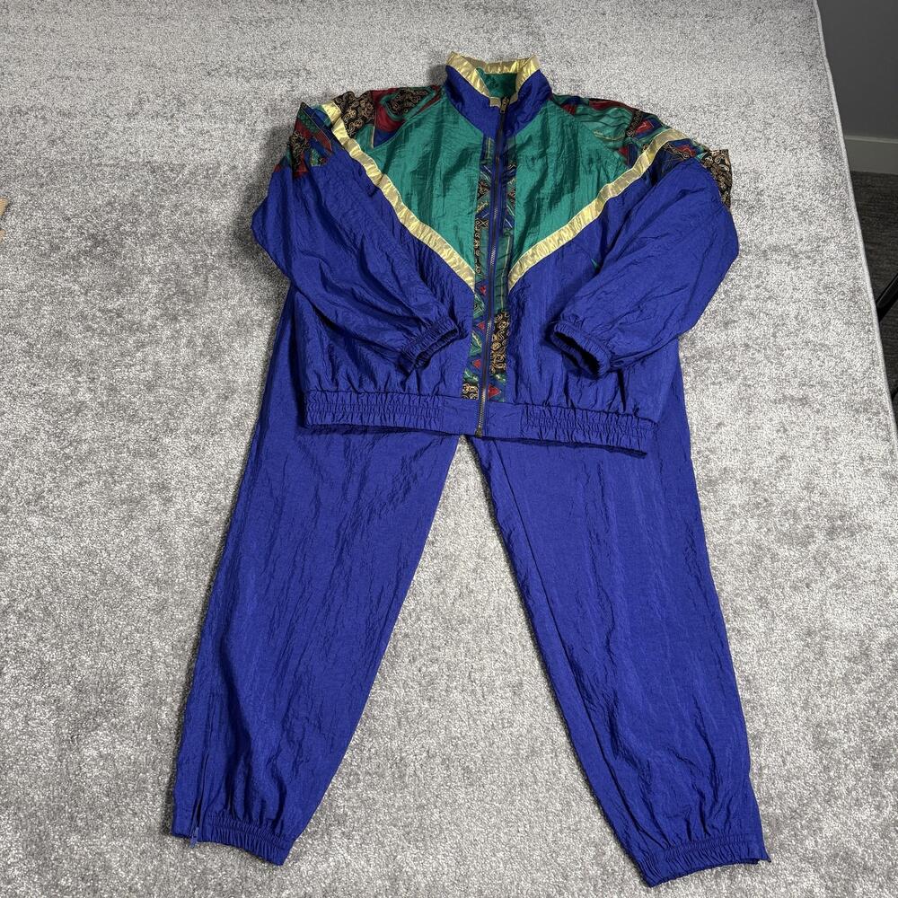 Vintage Active Frontier Tracksuit Womens PL Petite Multicolor Geometric 2 Piece
